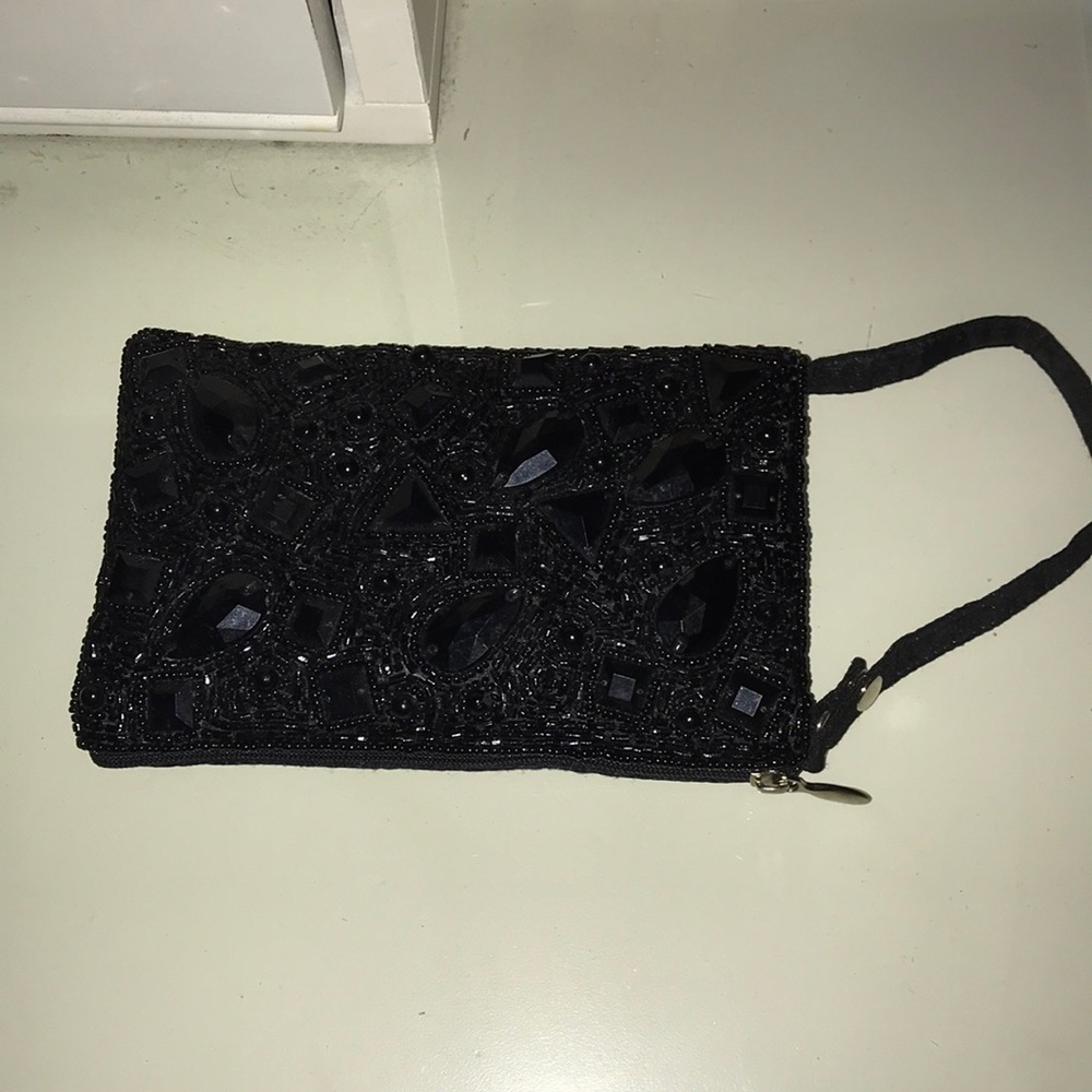 Black sequined clutch/crossbody bag